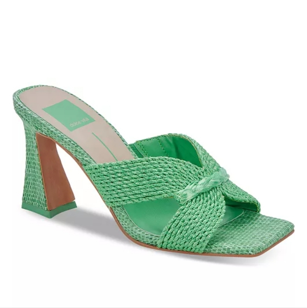 Dolce Vita Nitro Raffia Slip On Dress Sandals Sea Glass Green Size 6.5 NWOT